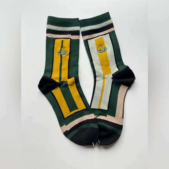 Vivienne Westwood Accessories - Vivienne Westwood Green and Yellow Striped Socks